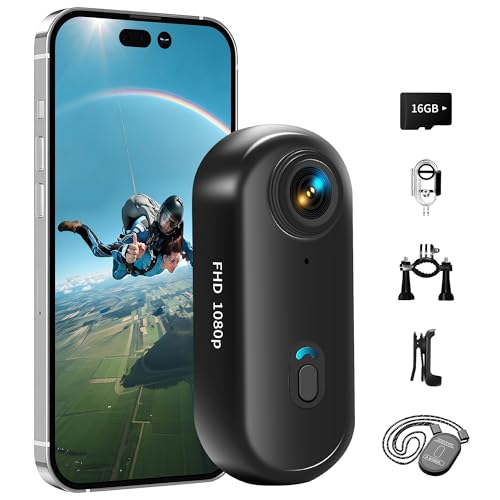 Tiantianle Action Cam 4K und 16 GB Speicherkarte Mini Unterwasserkamera Wasserdicht bis 30M, 360° Helmkamera Fahrrad,Freihand-POVs,Bodycam Körperkamera, Actionkamera, Kleine Kamera