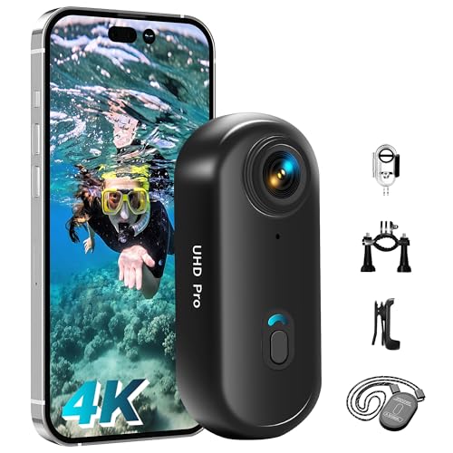 Tiantianle Action Cam WiFi, 4K Mini Unterwasserkamera Wasserdicht bis 30M, 360° Helmkamera Fahrrad,Freihand-POVs,Bodycam Körperkamera, Actionkamera, Kleine Kamera