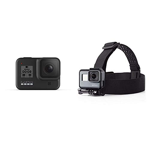 GoPro HERO8 Black - wasserdichte 4K-Digitalkamera mit Hypersmooth-Stabilisierung, Touchscreen und Sprachsteuerung - Live-HD-Streaming & Amazon Basics Kopfgurt für GoPro Actionkamera