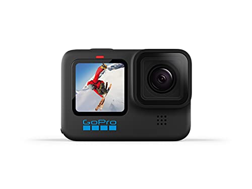GoPro HERO10 Schwarze wasserdichte Actionkamera mit Front-LCD und Touch-Rückseite, 5,3K60 Ultra HD-Video, 23 MP Fotos, 1080p Live-Streaming, Webcam, Stabilisierung