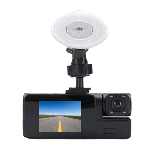 Annadue Dashcam Front und Rückkamera, 1920 X 1080 Front und 1280 X 720 Innenobjektiv, 32GB Karte Enthalten, Integrierter 2 Zoll IPS Bildschirm, Nachtsicht, 170° Weitwinkel, 24 Stunden