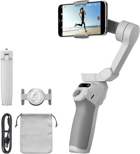 DJI OSMO Mobile SE Smartphone-Gimbal, 3-Achsen-Stabilisierung, handlich und, Android- iPhone-Gimbal mit ShotGuides, ActiveTrack 6.0, Vlog-Stabilisator, Athens Grau