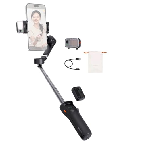 hohem Gimbal Smartphone iSteady V3,3-Achsen Gimbal Stabilisator,Magnetischer AI-Tracker Fülllicht,Abnehmbarer Controller,Built-in Extended Pole & Tripod,Foldable Gimbal für Live Streaming Vlog