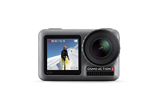 DJI Osmo Action Cam - Digitale Actionkamera mit 2 Bildschirmen 11m wasserdicht 4K HDR-Video 12MP 145° Winkelobjektiv Kamera, Schwarz*