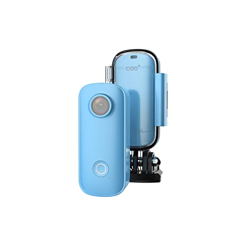 SJCAM C100+ 4K UHD Mini Action Kamera 4K 30FPS 15MP Klein und Tragbar 115º mit Sichtwinkel Schutz Gehäuse bis zu 30 Meter Tauchen WIFI 2.4GHZ Sport Verwendung Blau