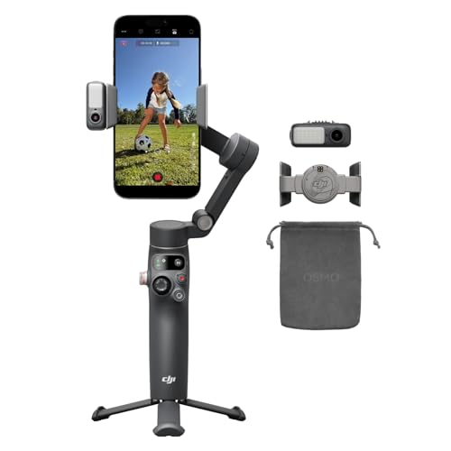 Osmo Mobile 8 Gimbal-Stabilisator für Smartphones, Natives Tracking mit Audio und Beleuchtung, 360°-Schwenkrotation, 10 Std. Akku, Verlängerungsstab, Robuste 3-Achsen-Stabilisierung