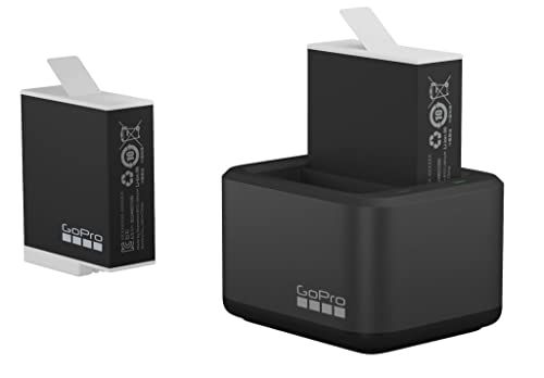 GoPro Dual-Akkuladegerät + 2 Enduro-Akkus (HERO11 Black/HERO10 Black/HERO9 Black) – Offizielles GoPro-Zubehör, ADDBD-211-EU