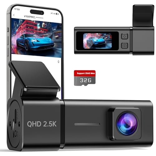 E-YEEGER 2,5K Dashcam Auto, Mini Auto Kamera WiFi Dash Cam mit App, 1440P Front Dashcam, 32GB Karte, Nachtsicht, WDR, G-Sensor, Loop-Aufnahme, 24H Parkmodus, 1,47' IPS Bildschirm