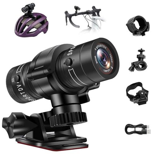 Pudet Luo Action Cam, 1080P HD & 120° Weitwinkel Helmkamera, 1000mAh Hochleistungsakku & IP63 wasserdicht Actionkameras für Fahrrad/Motorrad