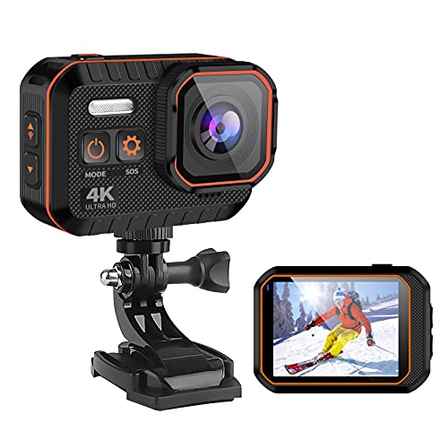 novzzovaz Action Cam 4K Mini Kamera WiFi Sportkamera Wasserdicht IPX8 Unterwasserkamera mit Zubehör Helmkamera mit Halterung 170° Weitwinkel V6PRO