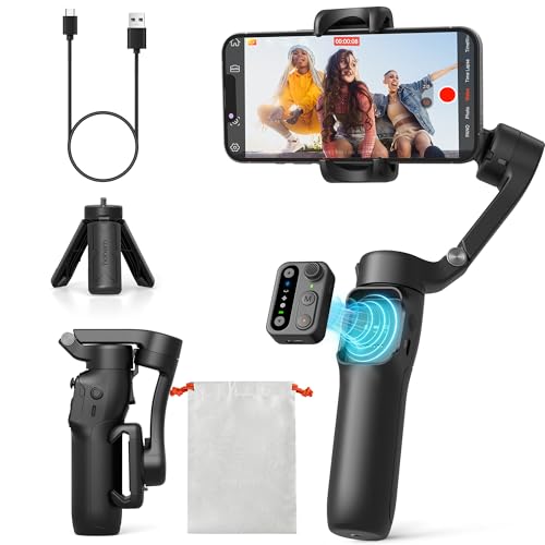 hohem iSteady X3 SE Gimbal Smartphone, 3-Achsen Gimbal Stabilisator, leichtes & faltbares Design mit abnehmbarem Fernbedienung, 11-Stunden-Akku, ideal für Vlogging, Selfies und Reisen