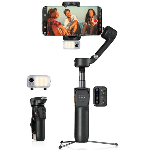 hohem iSteady V3 Gimbal Smartphone - Upgraded 3-Achsen Gimbal Stabilisator, Magnetischer AI-Tracker, Abnehmbarer Controller, Built-in Extended Pole & Tripod, Foldable Gimbal für Live Streaming, Vlog