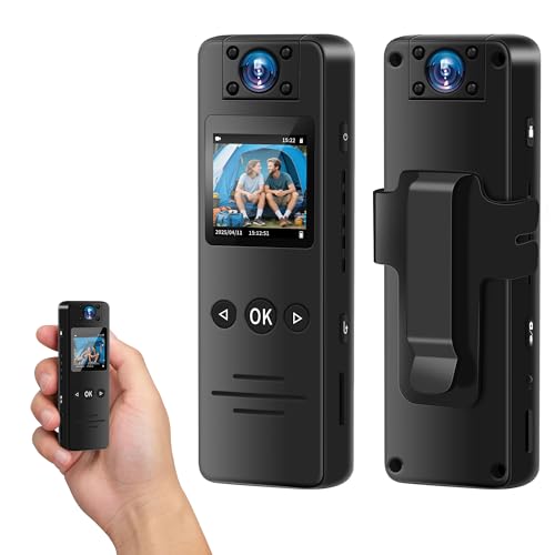 NinjaCam Body cam Körperkamera, 1080P HD & 120° Weitwinkel Mini Kamera, Sport Kamera, Mini Actioncam, Nachtsicht & Bewegungserkennung, Fahrradkamera, Nachtsichtkamera mit 180° Drehbarem Objektiv