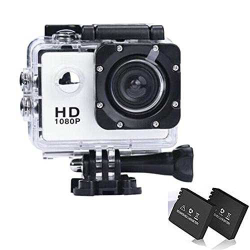 Action Cam Wasserdicht, Action Kamera 1080P Full HD 12MP 30FPS Actionkamera 1,5 Zoll LCD-Display Unterwasserkamera Sportkamera 170 ° Weitwinkel mit F2.0 Blende Actioncam (Weiß)