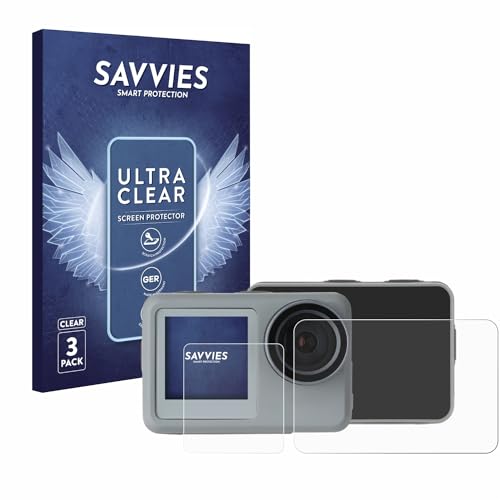 Savvies 6 Stück Schutzfolie für Rollei Actioncam 9s Plus Displayschutz-Folie Ultra-Transparent