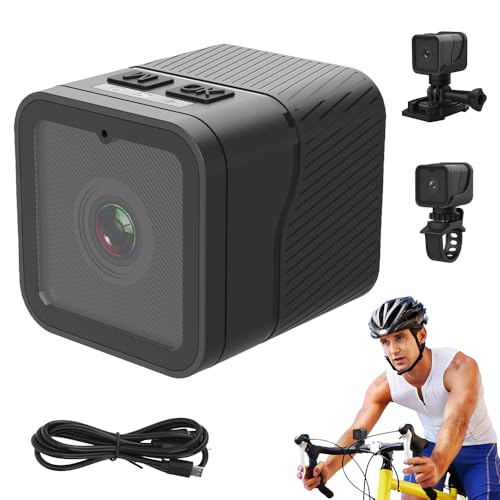 NAVESO Fahrrad Lenker Kamera Set, WiFi Action Cam mit Mikrofon, Ultra HD 1080P Sportkamera mit 120° Weitwinkel, Helm ActionKamera, wasserdichte Fahrrad Kamera für Helm und Fahrrad (Schwarz)
