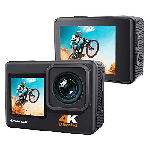 CAMWORLD Action Cam 4K,Ultra HD 24MP Unterwasserkamera Wasserdicht 40M/131ft Dual-Screen WiFi EIS Stabilisierung Action Cam Wasserdicht,170° Action Kamera mit 2 Akkus und Zubehör Kit