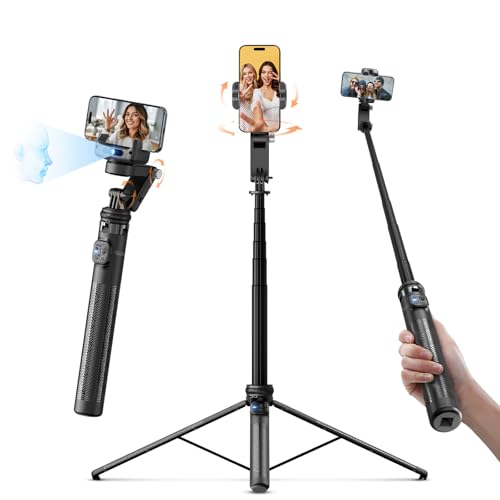 Rollei Easy Creator Gimbal mit AI Tracking 360 Automatischer Gesichtsverfolgung Selfie Stick mit Fernbedienung Handy-Stative Video Stabilisator zum Filmen für Live Streaming Videoaufzeichnung Vlog