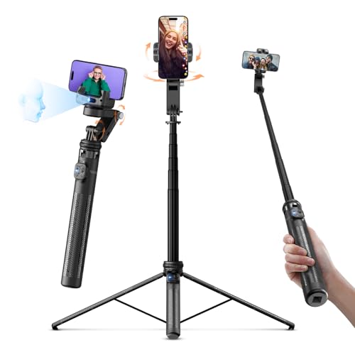 Rollei Easy Creator Gimbal mit AI Tracking 360 Automatischer Gesichtsverfolgung Selfie Stick mit Fernbedienung Handy-Stative Video Stabilisator zum Filmen für Live Streaming Videoaufzeichnung Vlog