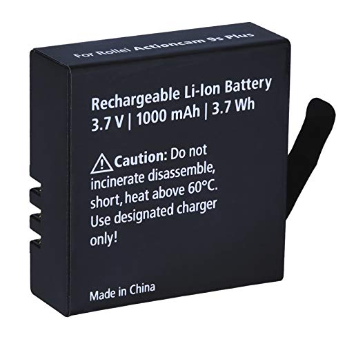 Rollei Akku Zusatz Actioncam 8s 9s Plus, Ersatzakku mit 1000 mAh Kapazität Lithium Ionen, Schwarz