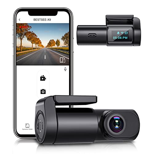 Bestsee Dashcam Auto Vorne,1080P WiFi Auto Kamera, Mini Front Dash Kamera für Autos, 170° Weitwinkel, G-Sensor,App Steuerung,Parküberwachung,2.4GHz WiFi,Loop-Aufnahme,Nachtsicht,Max 128G…