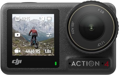 DJI Osmo Action 4 Standard-Combo – 4K/120fps wasserdichte Action-Kamera mit einem 1/1,3-Zoll-Sensor, atemberaubende Low-Light-Aufnahmen, 10-Bit- und D-Log M-Farbleistung, langlebiger 1.770 mAh-Akku