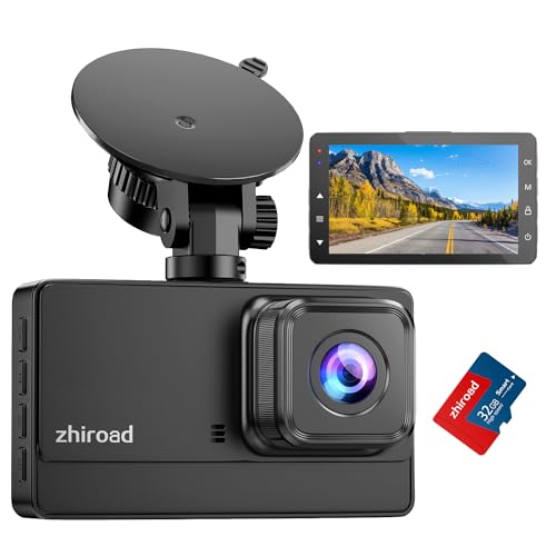 Dashcam Auto Vorne, 1080P FHD Dash cam mit Nachtsicht, WDR und 176° Weitwinkel Autokamera, 3' IPS-Bildschirm, Loop-Aufnahme, G-Sensor, Bewegungserkennung und Parkmodus, inklusive 32G SD-Karte