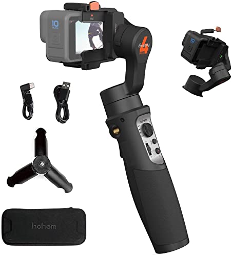 hohem iSteady Pro 4-Gimbal Stabilisator 3 Achsen kompatibel mit GoPro 11/10/9/8/7/6/5,für Osmo Action/ Insta360 One R und andere Action-Kameras- IPX4 Spritzwassergeschützt