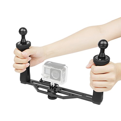 SHOOT Aluminium Dual Handheld Stabilisator Camera Unterwasser Handgriff für GoPro Hero 13/12/11/10/9/8/7/6/5/4/3+/3 SJCAM APEMAN AKASO Actionkameras