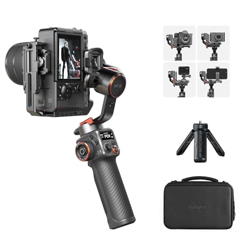 hohem iSteady MT2 Gimbal Stabilizer für Kamera,4 in 1 3-Achsen-Gimbal-Stabilisator für spiegellose Kamera Smartphone Kompakt/Action Kamera, organische Leuchtdioden-Displays