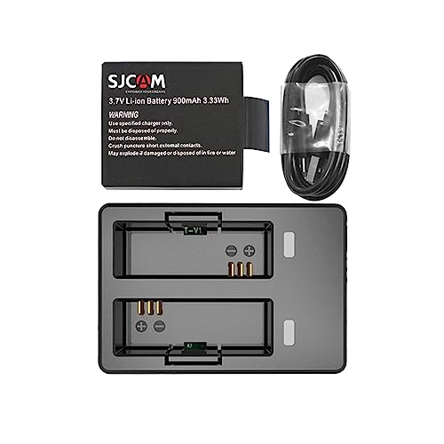 SJCAM 900mAh Akku mit wiederaufladbarer Action-Kamera und USB-Doppelladegerät SJ4K SJ4000 SJ4000 WiFi und SJ4000 Dual Screen