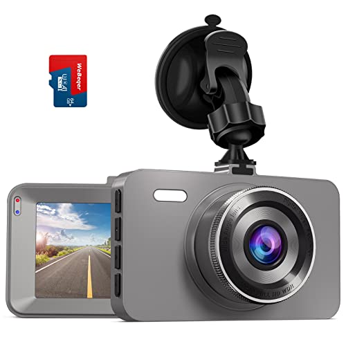 WeBeqer Dashcam Auto Vorne mit 64G SD Karte,3'' IPS Bildschirm Auto Kamera,176° Weitwinkel Dash Cam,1080P FHD Autokamera mit IR Nachtsicht,Loop-Aufnahm,Parküberwachung,G-Sensor, Bewegungserkennung,WDR