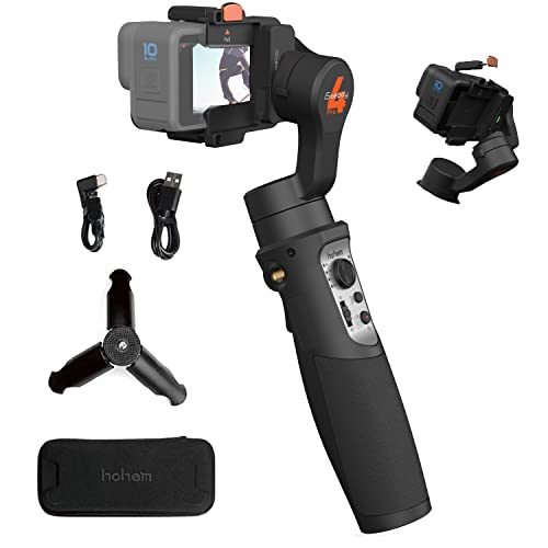 hohem iSteady Pro 4-Gimbal Stabilisator 3 Achsen kompatibel mit GoPro 13/12/11/10/9/8/7/6/5, für Osmo Action/Insta360 One R und andere Action-Kameras- IPX4 Spritzwassergeschützt