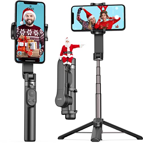 QIMIC Selfie Stick Stativ, 1 Achsen Gimbal Smartphone Stabilisator mit Fernbedienung und 920 mAh Akku, Quick Auto Balance Gimbal Handy Stativ kompatibel mit iPhone & Android