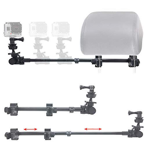 ChargerCity Doppelte Teleskop-Kopfstützenhalterung für alle GoPro Hero Session, Sony Contour ROAM AKASO Yi 4K Action Cam Kamera zum Aufnehmen von Drifting-Rennbahn-Rennbahn-Videos