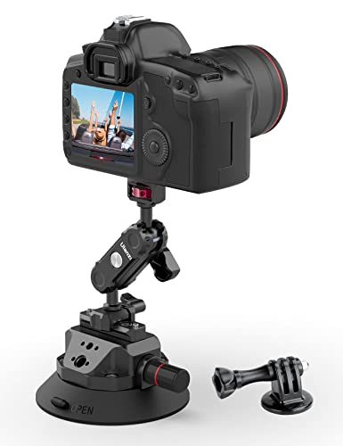ULANZI SC-02 4.5' Kamera Auto Saugnapf Halterung für GoPro, Vakuum Saugnapfhalter mit Pumpe und Schnellverschluss NOTA Magic Arm, Kamera Autohalterung für DJI OSMO, GoPro Hero, Nikon, Sony, DSLR