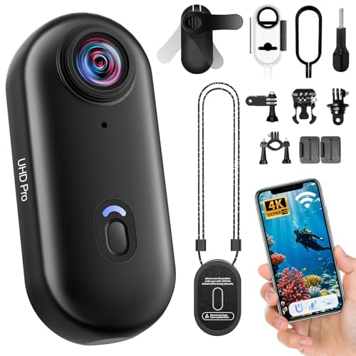 Nisanuki Action Cam 4K, Sportkamera WLAN 120° 1080P HD, Mini Action Kamera WiFi Fahrrad Motorrad Helmkamera, Unterwasserkamera Kleine Bodycam Körperkamera Wasserdicht für Schwimmen Haustiere Fischer
