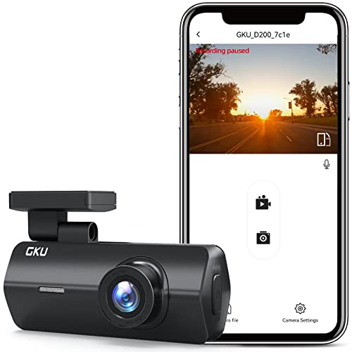 GKU Dashcam Auto Vorne, 2.5K WiFi Auto Kamera Auto Video 170° Weitwinkel Mini Front Dash Kamera für Autos, Auto Dash Cam mit Parküberwachung, Super Nachtsicht, App Steuerung, G-Sensor