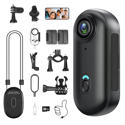 LXMIMI Wifi Action Cam, 170° Sportkamera Wifi HD 1080P Mini Sportkamera, Kleine Action Kamera, Fahrrad Video Kamera, Motorrad Helm Kamera mit Vielfältigem Zubehör für Reiten und Haustiere Spaziergänge