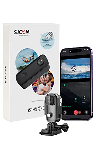 SJCAM C100+ Kleine Action-Taschenkamera Wearable, 4K30fps WiFi Kamera, APP-Steuerung, Unterwasser 98FT wasserdicht, magnetisch, Helmkamera mit Mount Kits, 32G SD-Karte (Schwarz)