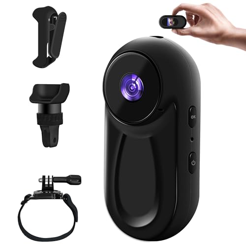Baobylon Mini Action Cam, 360° Kamera, Helmkamera Motorrad, 1080P Bodycam Körperkamera HelmetCamera, Mini Kamera, Haustier Kamera, Dashcam Fahrrad, Actioncam, Multifunctional Accessories