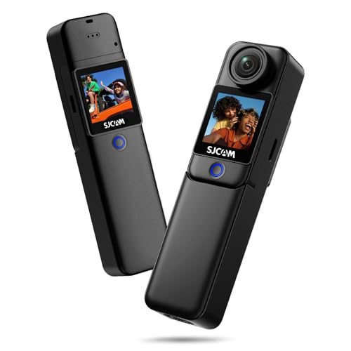 SJCAM C300 Pocket vlog Kamera Action Cam 4K,7-Stunden Akkulaufzeit, 6-Achsen-Stabilisierung, Dual-Touchscreen-Körperkamera, 30 Meter wasserdicht, für Vlogging und YouTube-Live-Streaming