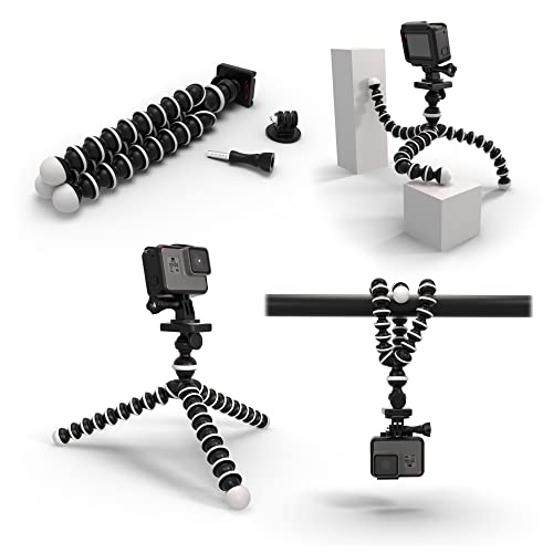 Digicharge Octopus 10'' Stativ Tripod für GoPro Lit Hero Hero13 13 Hero12 12 Max 2/DJI Osmo Action 5 4 / Insta360 One/Akaso Apexcam Gookam Fitfort Apeman Camkong Action Kamera Sport-Camcorder
