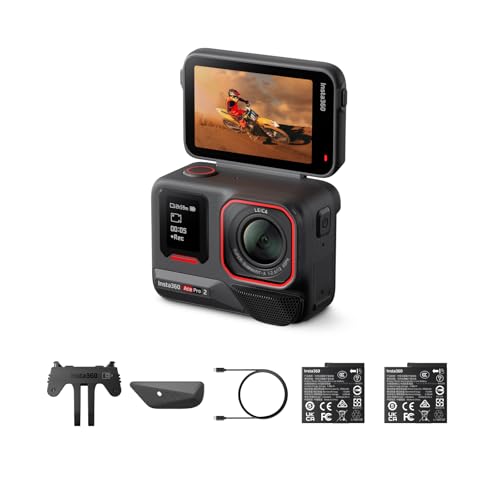 Insta360 Ace Pro 2 Doppel-Akku-Bundle - 8K wasserdichte Actionkamera mit Leica entwickelt, 1/1,3' Sensor, Dual-KI-Chip-System, führende Schwachlichtleistung, bestes Audio, Flipscreen & KI-Editin