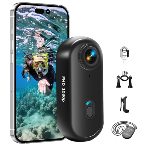 Tiantianle Action Cam WiFi, 1080P Mini Unterwasserkamera Wasserdicht bis 30M, 360° Helmkamera Fahrrad,Freihand-POVs,Bodycam Körperkamera, Actionkamera, Kleine Kamera