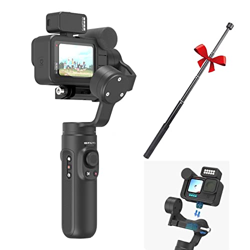 INKEE Falcon Plus Action Kameras Gimbal Stabilisator, 9 Stunden Akkulaufzeit Kabellose Steuerung USB-C Universelles Aufladen Kompatibel mit GoPro 11/10/9/8/7/6/5 Osmo Action Insta 360 GoPro Media Mode