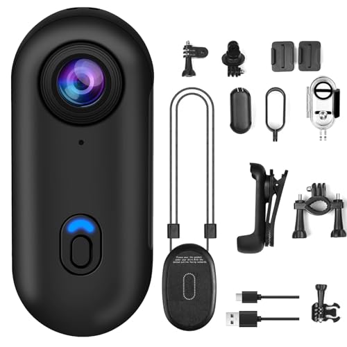 OBEST 360°Action Cam 1080P Unterwasserkamera 30m/98ft Wasserdicht WiFi Kamera 120°Weitwinkel Action Kamera, Freihand POVs Vlog Bodycam, Mini Helmkamera für Radfahren Motorrad