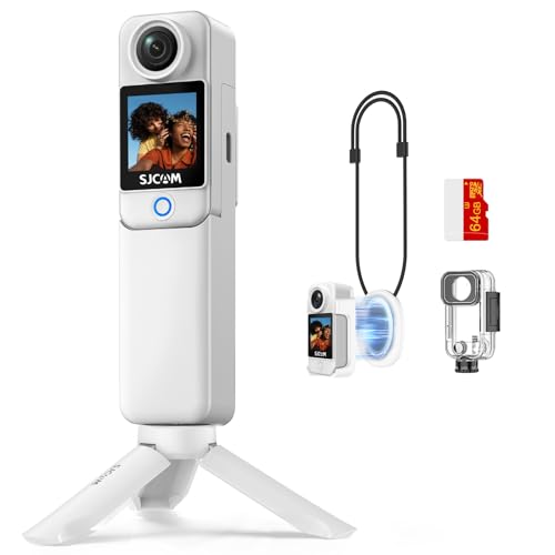 SJCAM C300 Actionkamera 4K, 7 Stunden Akkulaufzeit, 6-Achsen-Stabilisierung, Dual-Touchscreen-Sportkamera, 30 m wasserdicht, Vlogging Kamera mit Zubehör-Kits, schwarz, Geschenke mit 64-GB-Karte