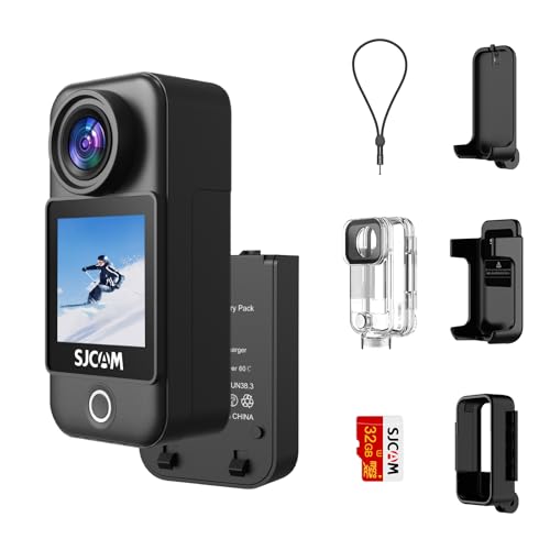 SJCAM C300 Pocket Action Kamera 4K30fps, 1.33'' Touchscreen Sportkamera, 2.4G/5G Dual WiFi 20MP Helmkamera, 6-axis EIS Unterwasserkamera 30m/98ft Wasserdicht