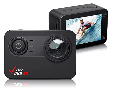 Action Cam 4K 30FPS Ultra HD wasserdichte Kamera WiFi EIS Stabilisierung, 2'' Touchscreen,100FT Wasserdichter Unterwasser-Camcoder,170° Weitwinkel PC-Webcam,1350 Batterien und Montagezubehör Kit